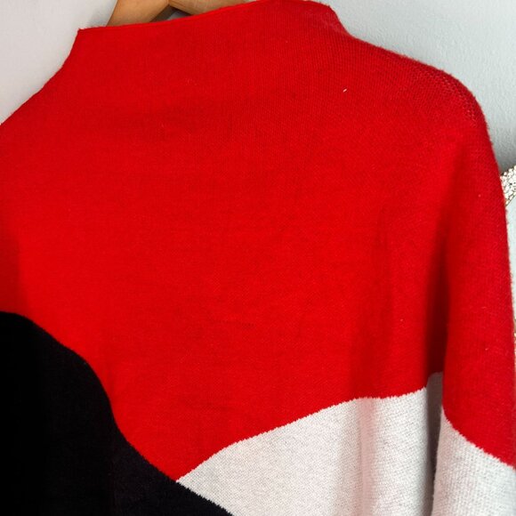 Tahari Womens Mock Neck Sweater Top Plus Size 2X Color Block Red White Black - Picture 6 of 11